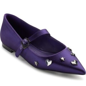 Karl Lagerfeld Paris Purple Flats with Silver Charms NIB